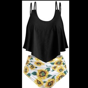High Waisted Sunflower Swimsuit